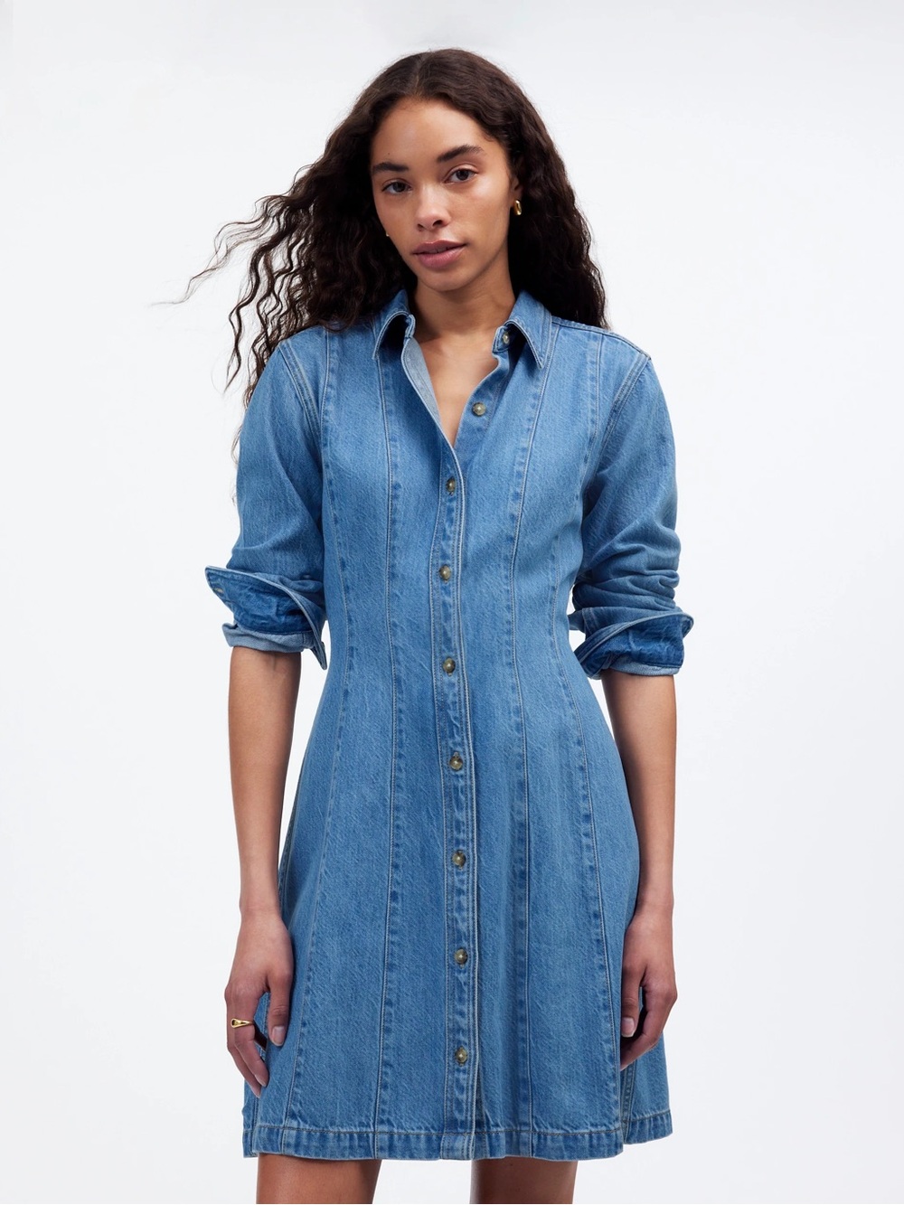 Madewell Seamed Mini Dress in Ramey Wash: Airy Denim Edit